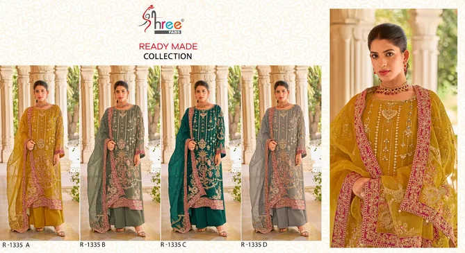 R 1335 Shree Fab Organza Embrodairy Pakistani Readymade Suits Wholesale In India